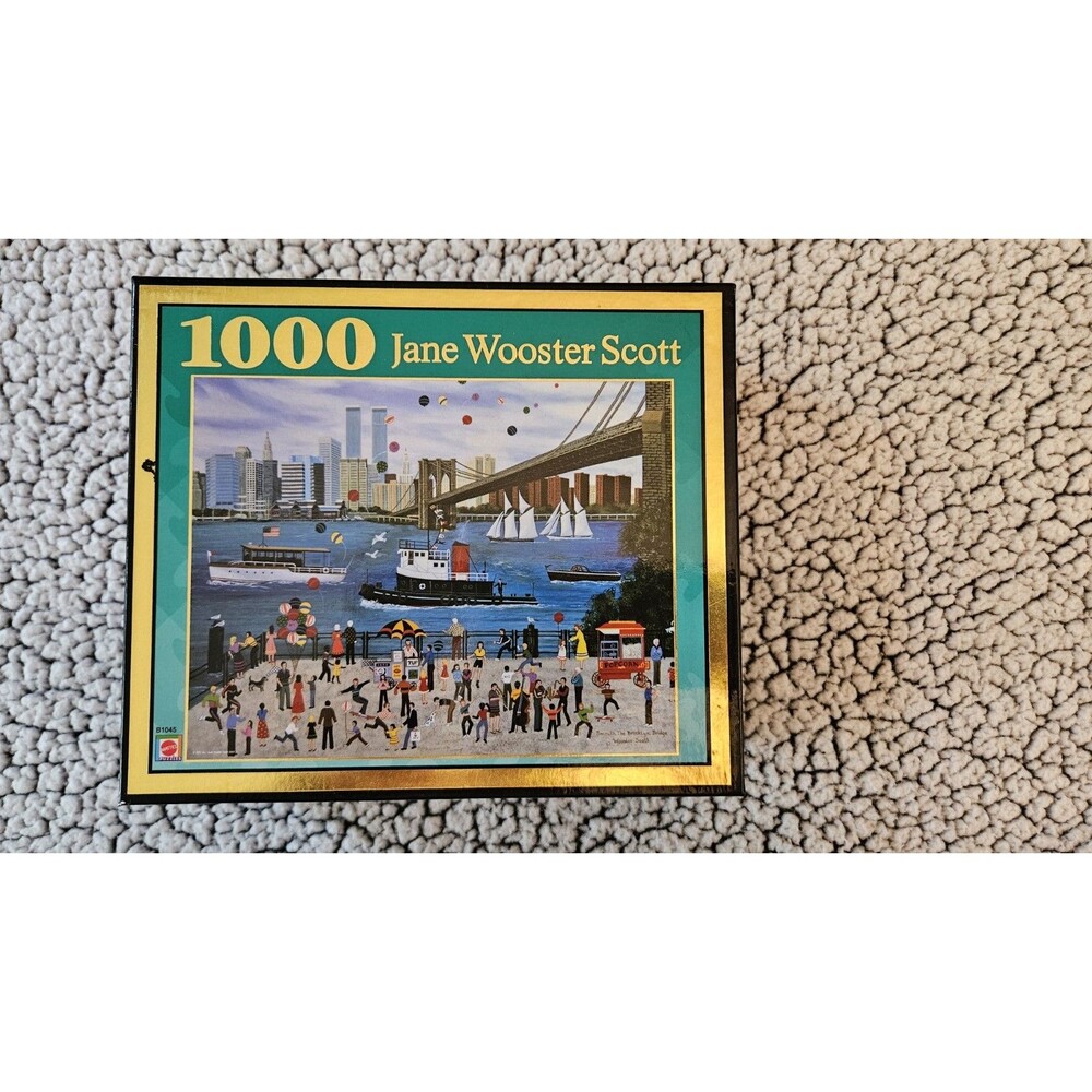 VTG 2002 Jane Wooster Scott Beneath The Brooklyn Bridge 1000Pc Puzzle Twin Tower